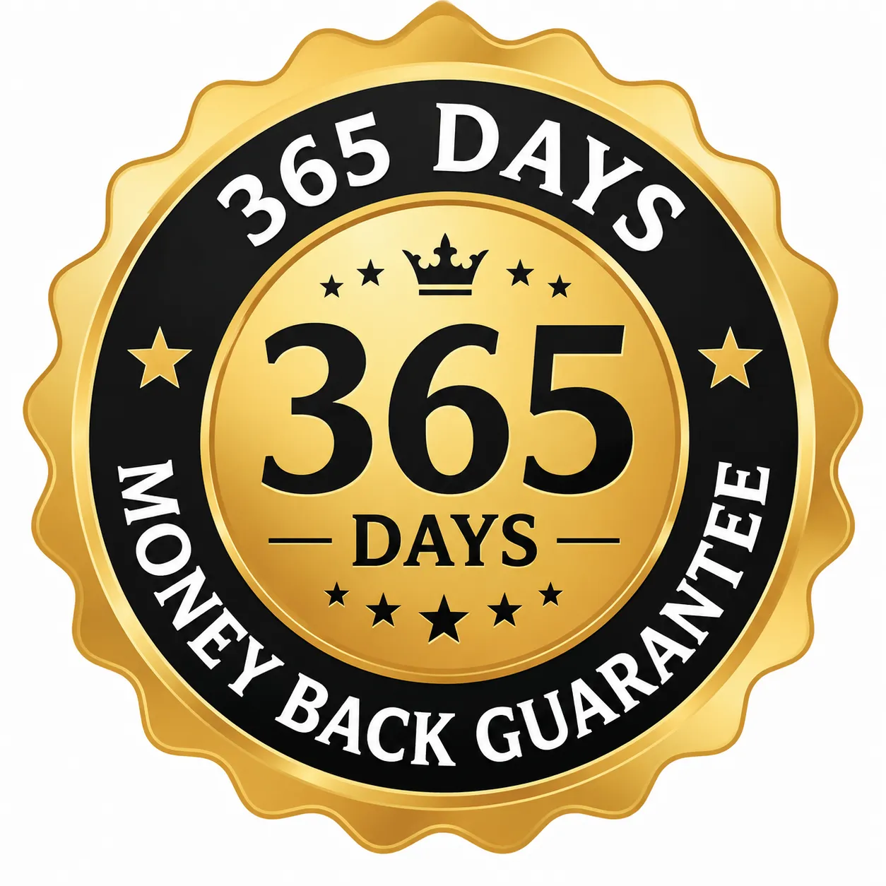 365-day money back guarantee badge